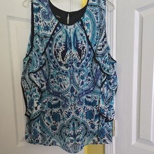 Alyx Blue Teal Paisley Ruffle Tank